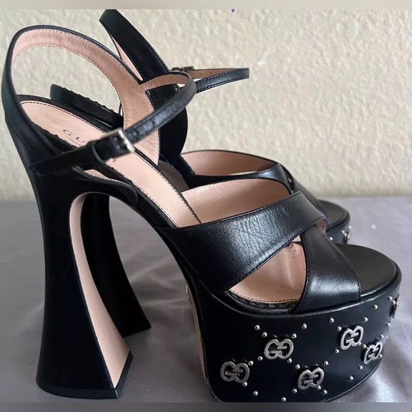 Gucci Interlocking G Logo Platform Ankle Strap Sandals Heels Shoes $1290 - Picture 2 of 16